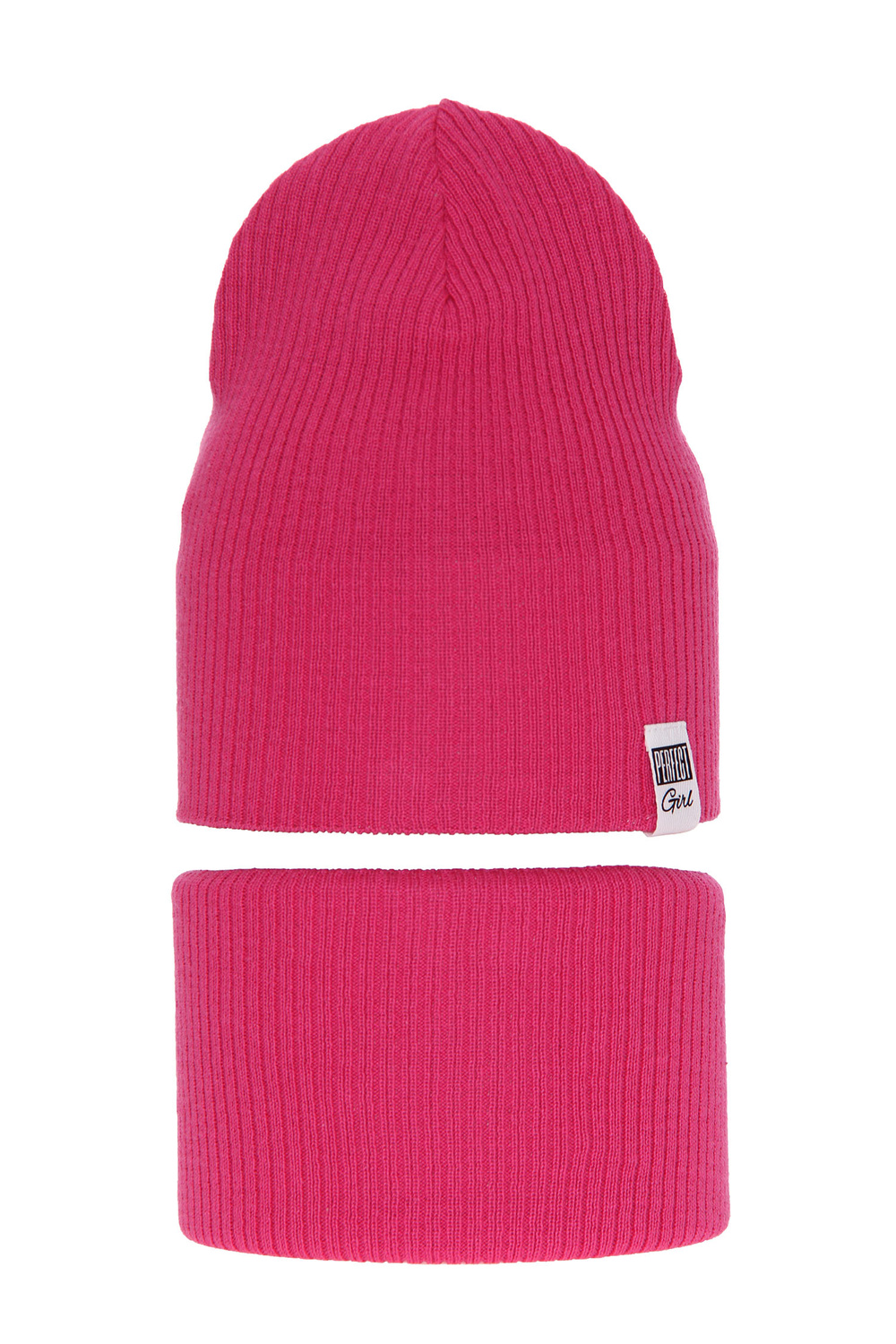 Set de primăvară-toamnă pentru fete: căciulă și fular circular, cu bumbac, roz Farinka