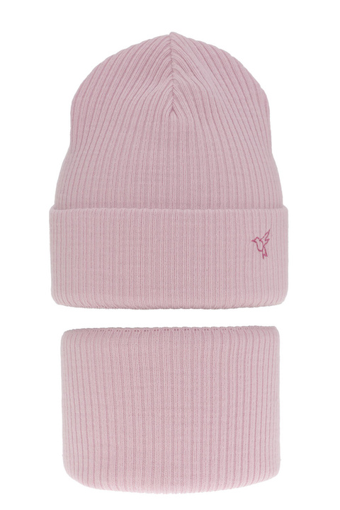 Set de iarnă pentru fete: căciulă și fular circular violet Rosetta