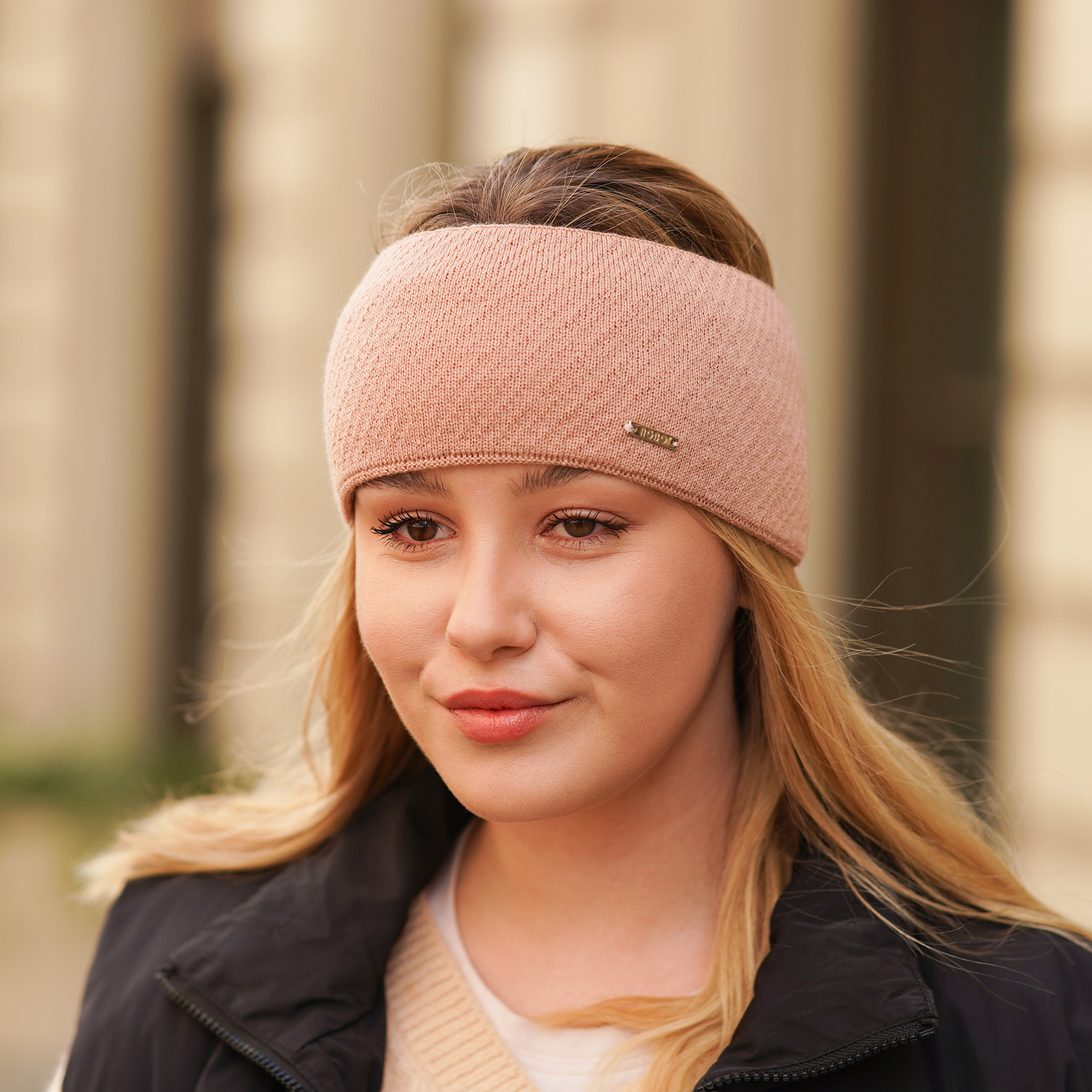 Bentiță de iarnă pentru femei, ecru, lână merino Katrina