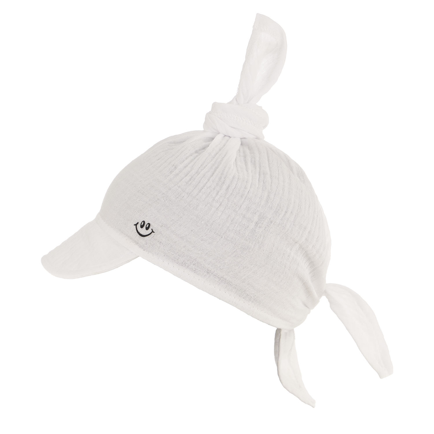 Vară căciulă cu cozoroc din muselină pentru băiat alb Kobo