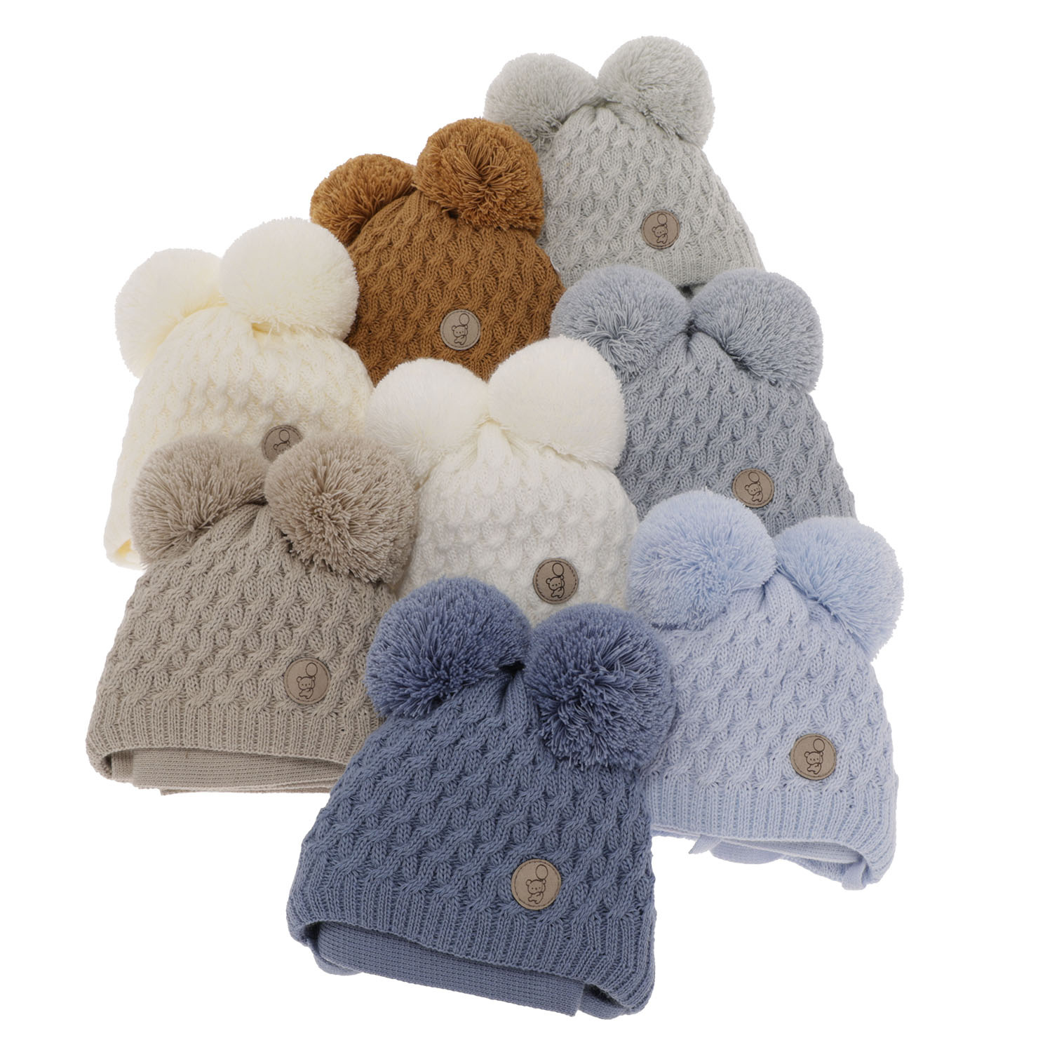 Set de iarnă pentru băieți: Căciulă și fular gri cu 2 pompoane Alonso