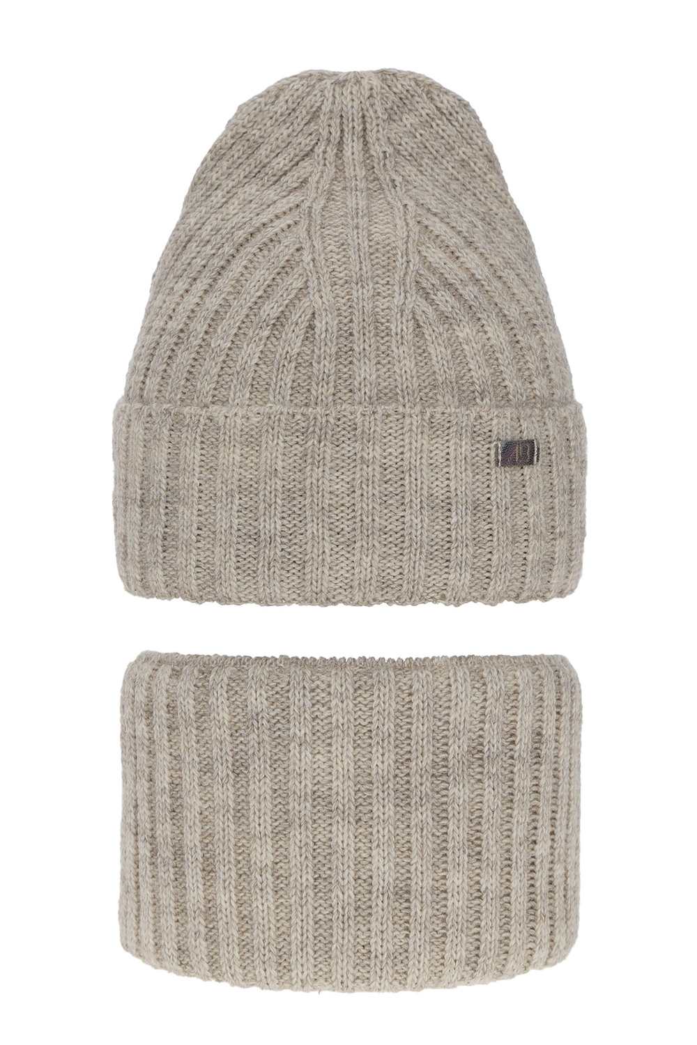 Set de iarnă pentru fete: căciulă și fular circular ecru Valentine