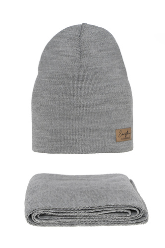 Set de primăvară-toamnă pentru femei: căciulă și fular gri Zula