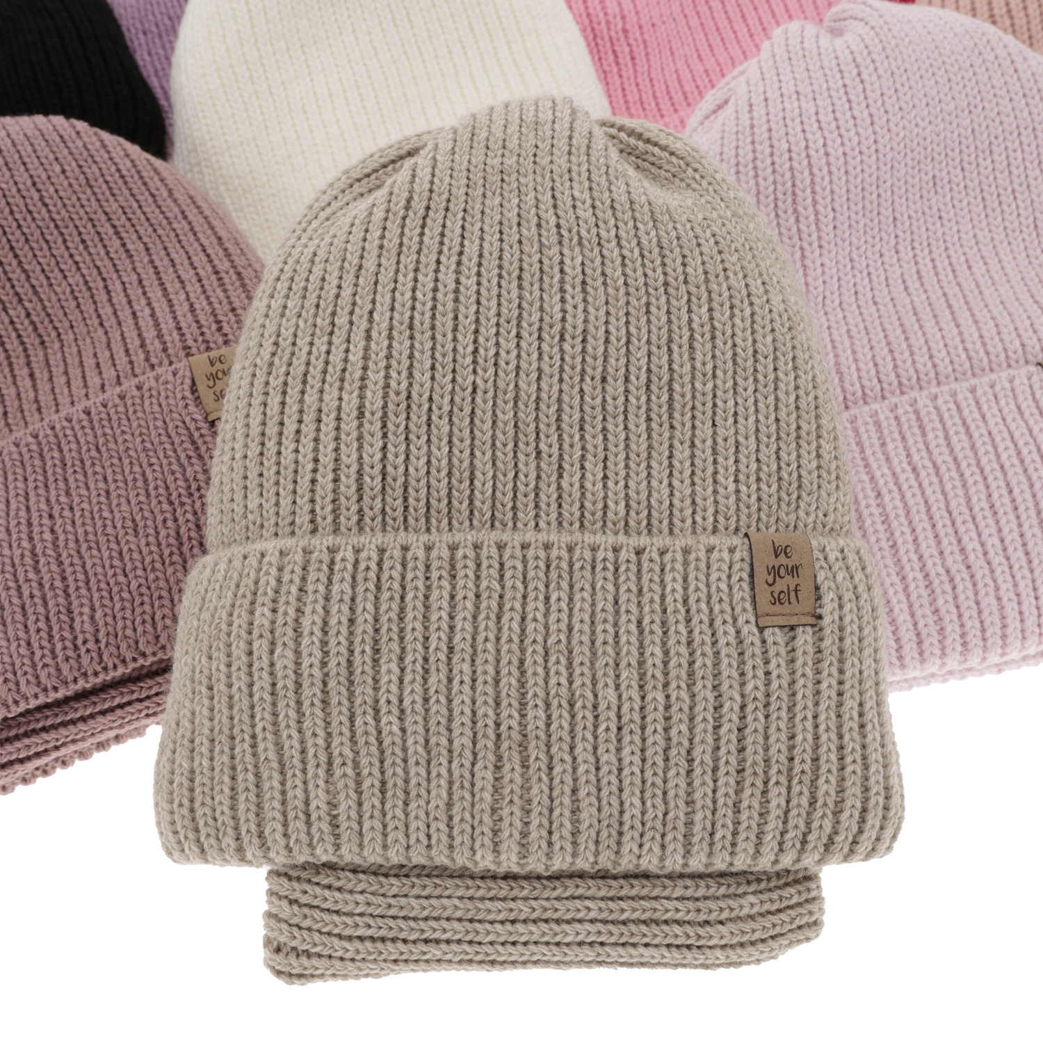 Set de iarnă pentru fete: căciulă și fular circular ecru Edera