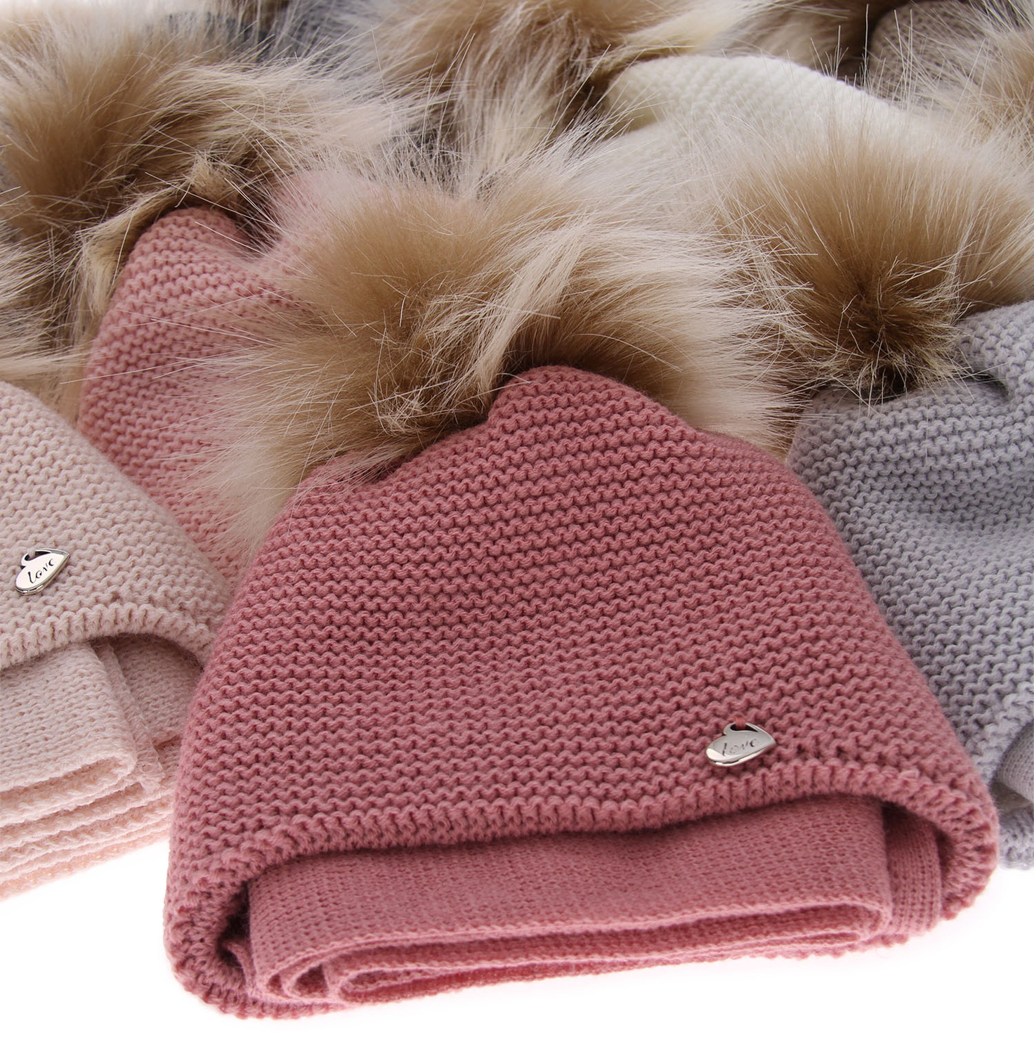 Set de iarnă pentru fete: căciulă și fular violet cu pompon Aimi