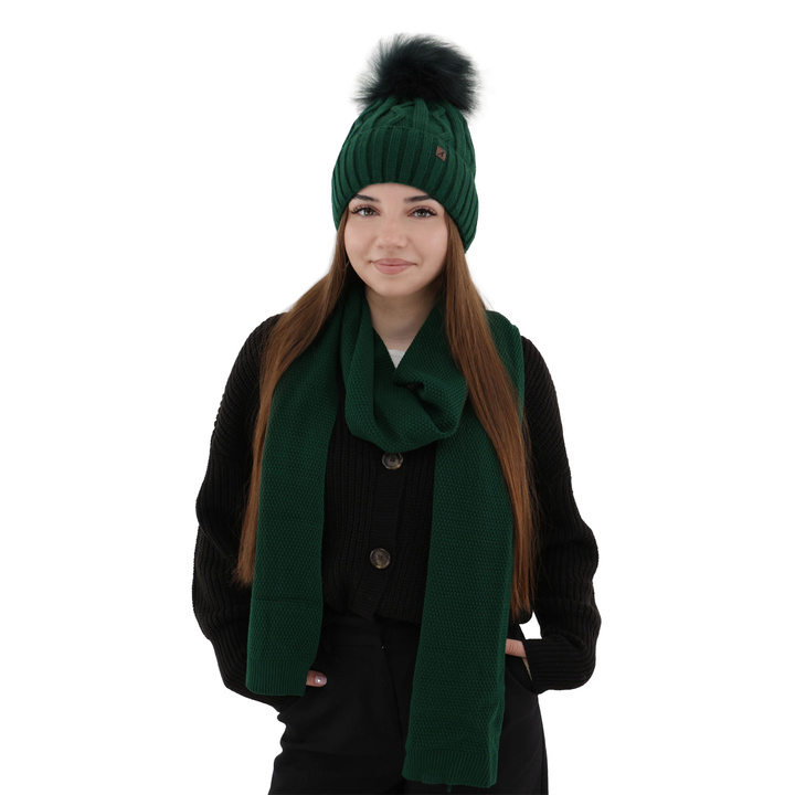 Fular de iarnă pentru femei verde din lână Agora