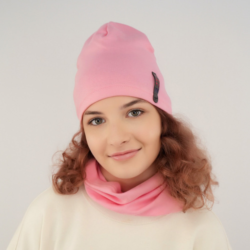 Set de primăvară-toamnă pentru fete: căciulă și fular circular roz Flores