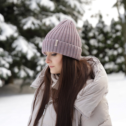 Căciulă de iarnă roz pentru femei din lână merino Missi