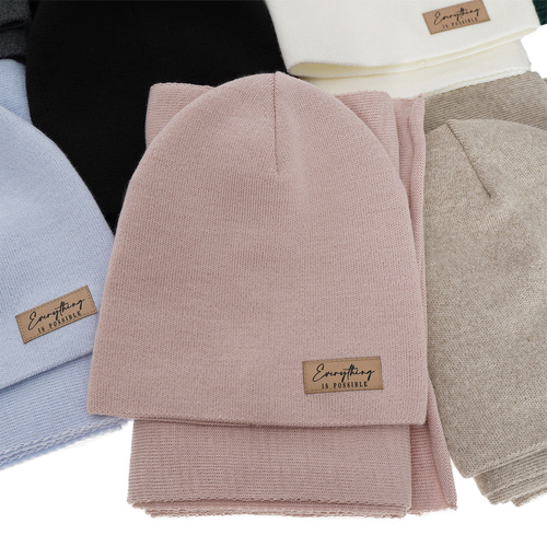 Set de primăvară-toamnă pentru femei: căciulă și fular gri Zula