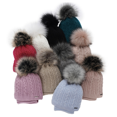 Set de iarnă pentru fete: căciulă și fular circular roz cu pompon Rima