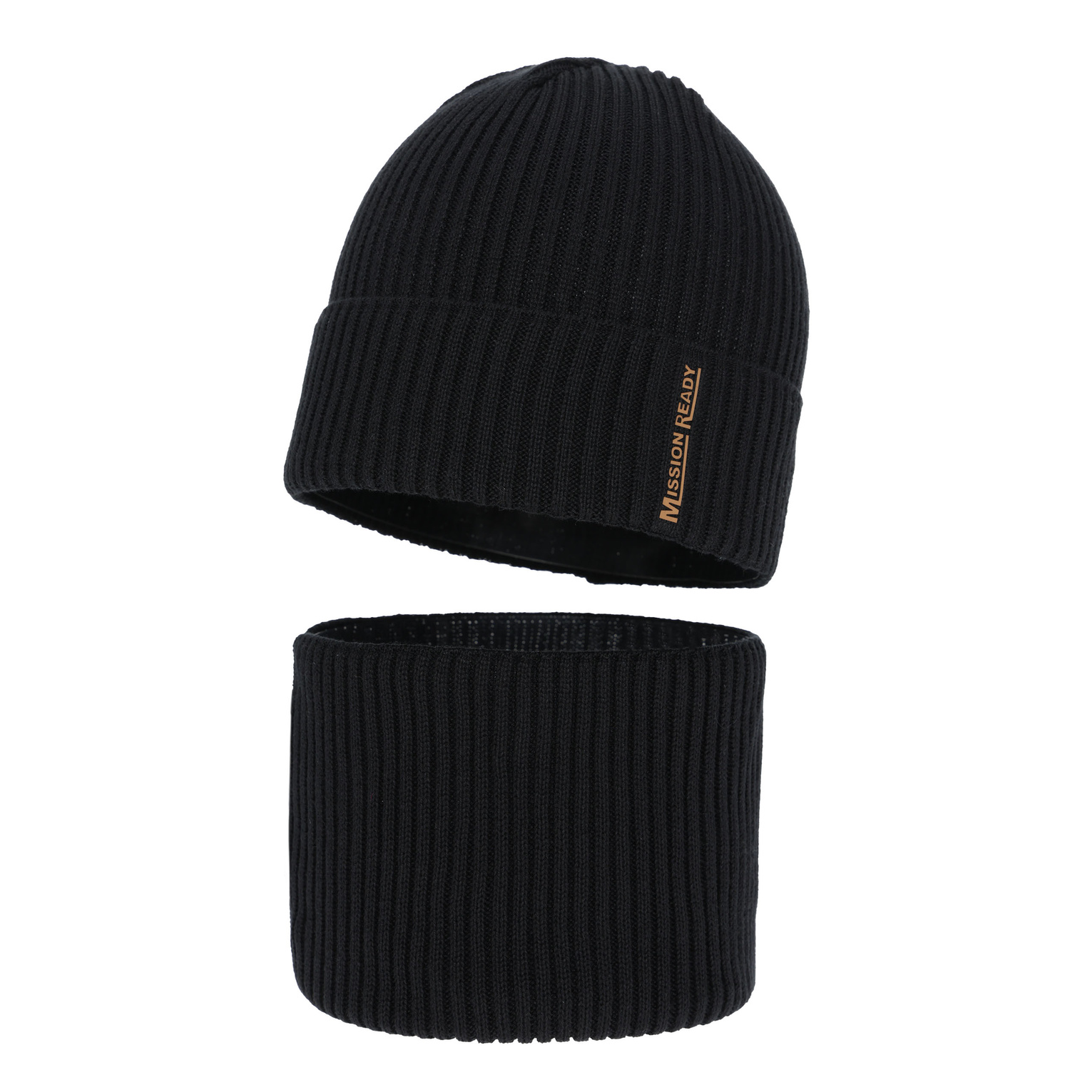 Set căciulă și fular pentru băieți primăvară-toamnă, cu bumbac, negru, Norwin