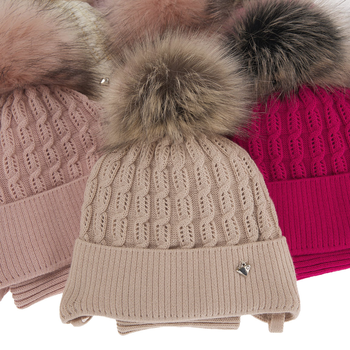 Set de iarnă pentru fete: căciulă și fular circular gri cu pompon Tukana