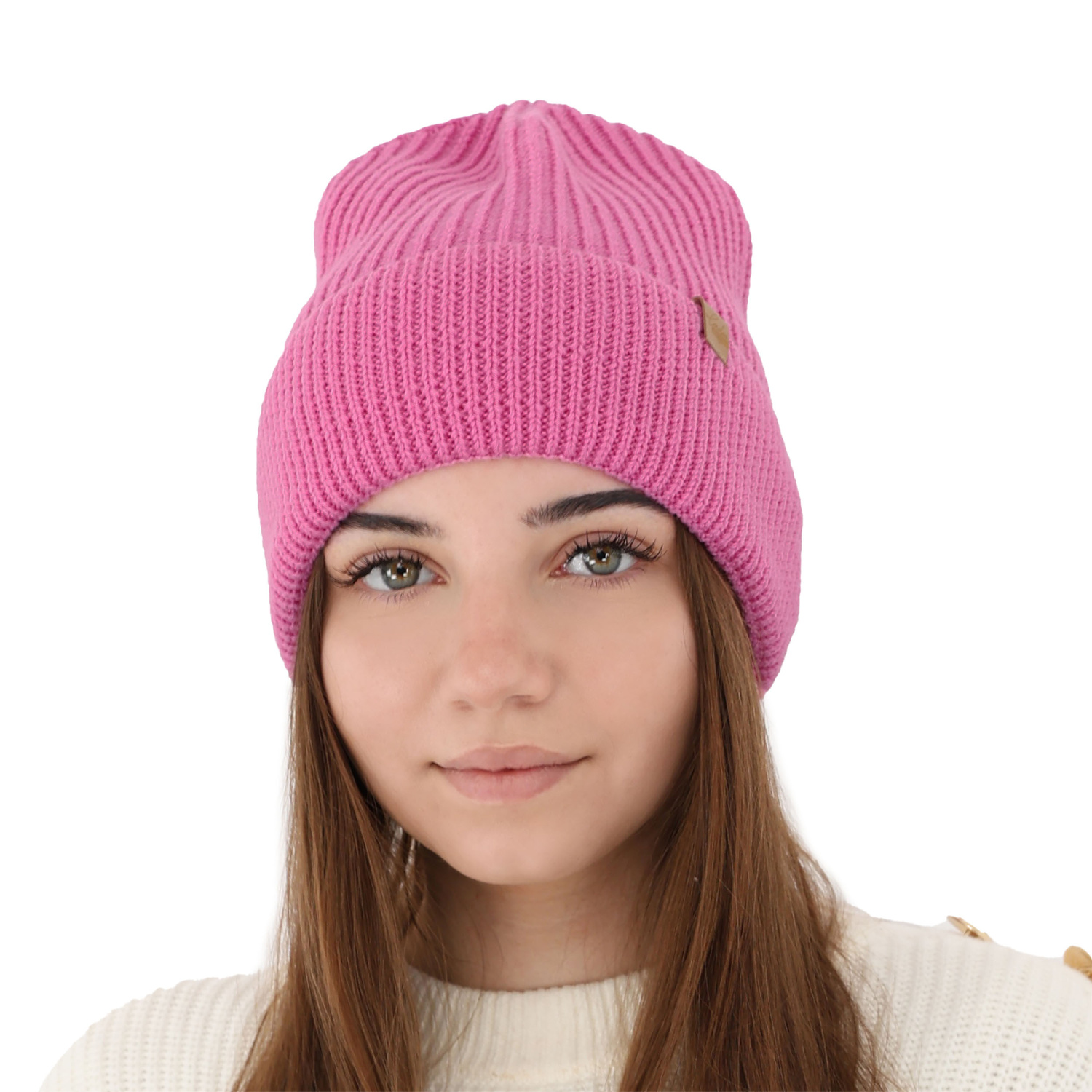 Căciulă de iarnă pentru femei roz 100% lână merino extra fină Isla