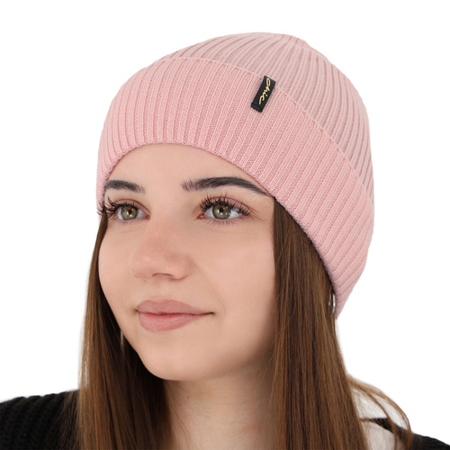 Căciulă de iarnă pentru femei roz 100% lână merino extra fină Megan