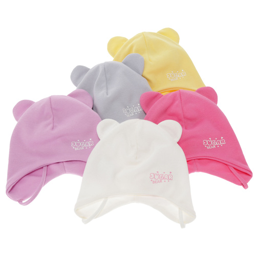 Căciulă de primăvară-toamnă pentru fete, galbenă, din bumbac, cu urechi, Kelda