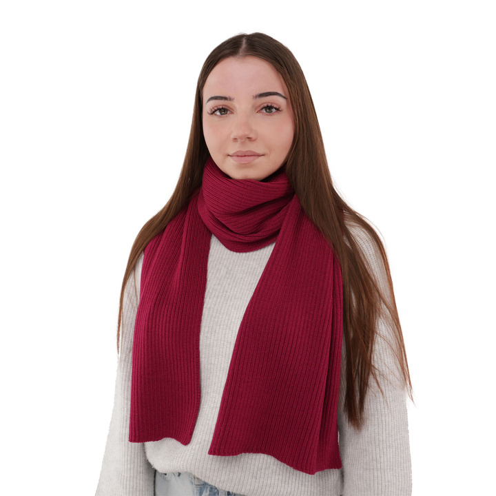 Fular de iarnă pentru femei roz 100% lână merinos extra fină Jessica