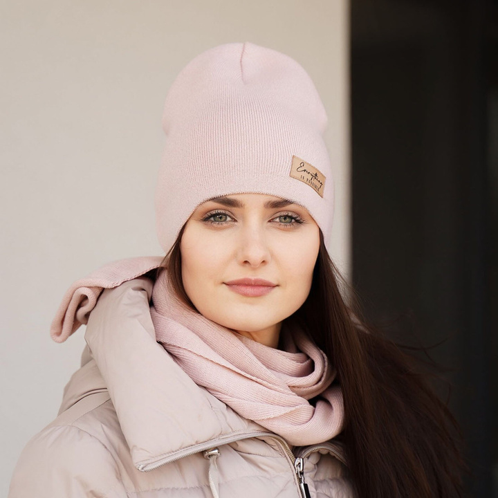 Set de primăvară-toamnă pentru femei: căciulă și fular roz Zula