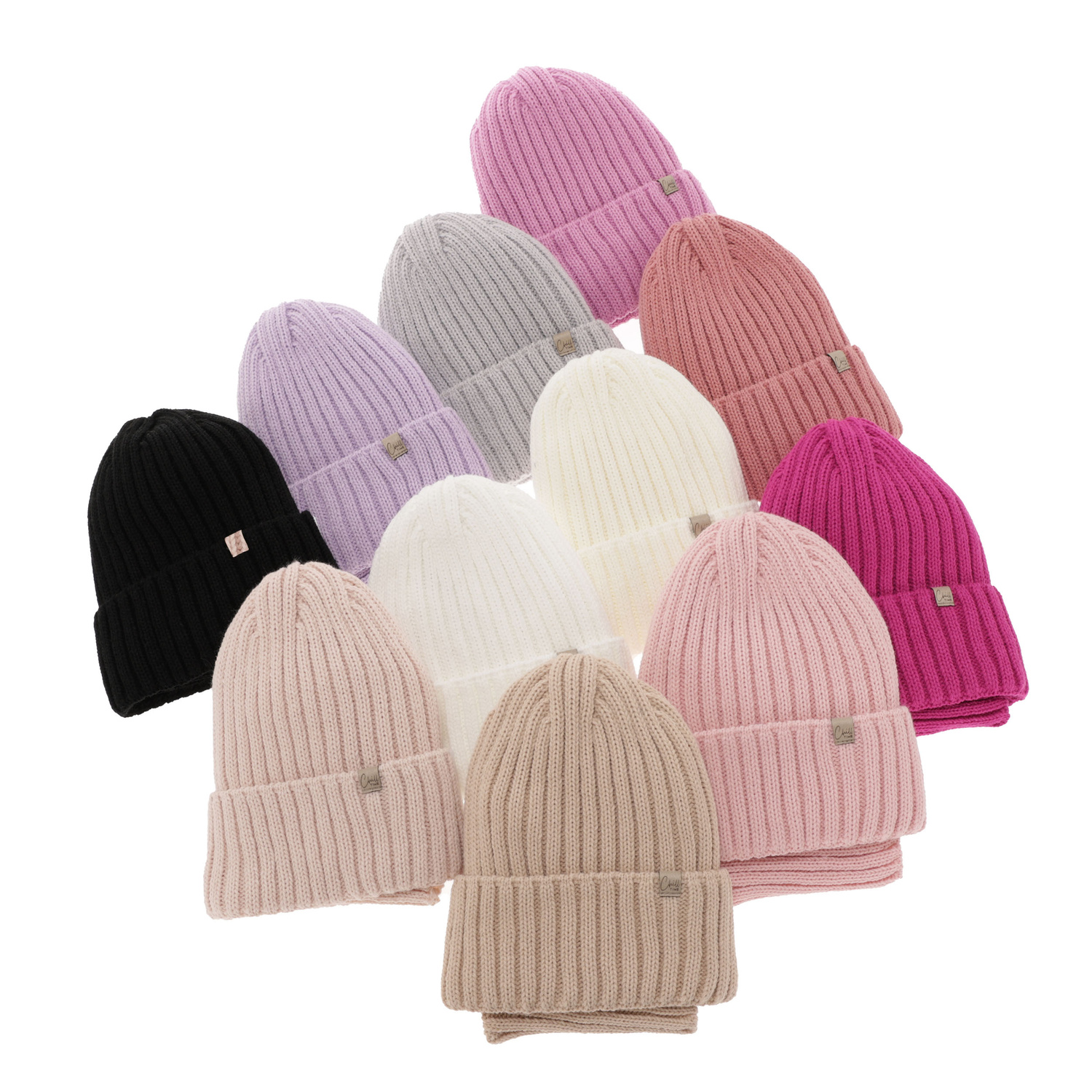 Set de iarnă pentru fete: căciulă și fular circular bej Mitti