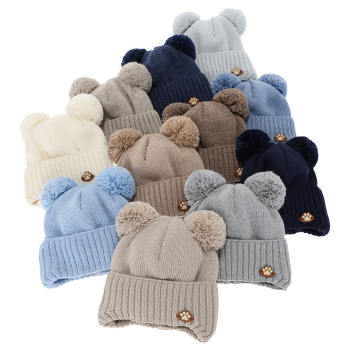 Căciulă de iarnă pentru băieți, cu urechi, cu lână merino, albastru deschis, Rimini