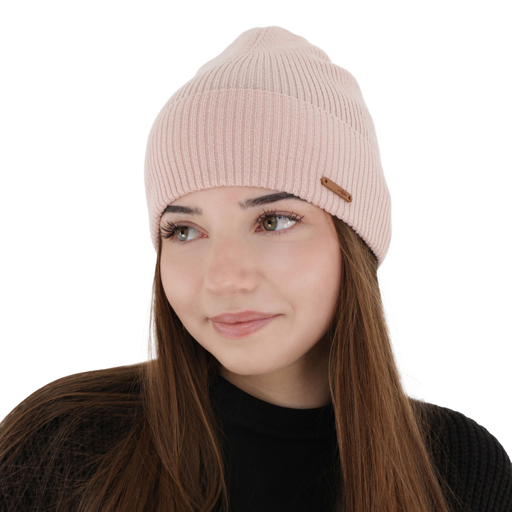 Căciulă de primăvară-toamnă pentru femei, de iarnă, roz, 100% lână merino, Flerra