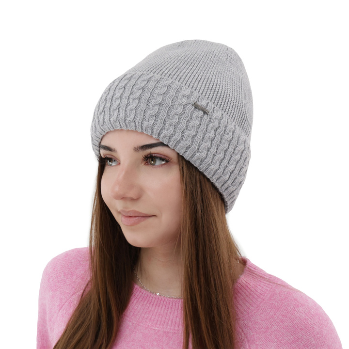 Căciulă de iarnă pentru femei din lână de merino, culoare gri Febe