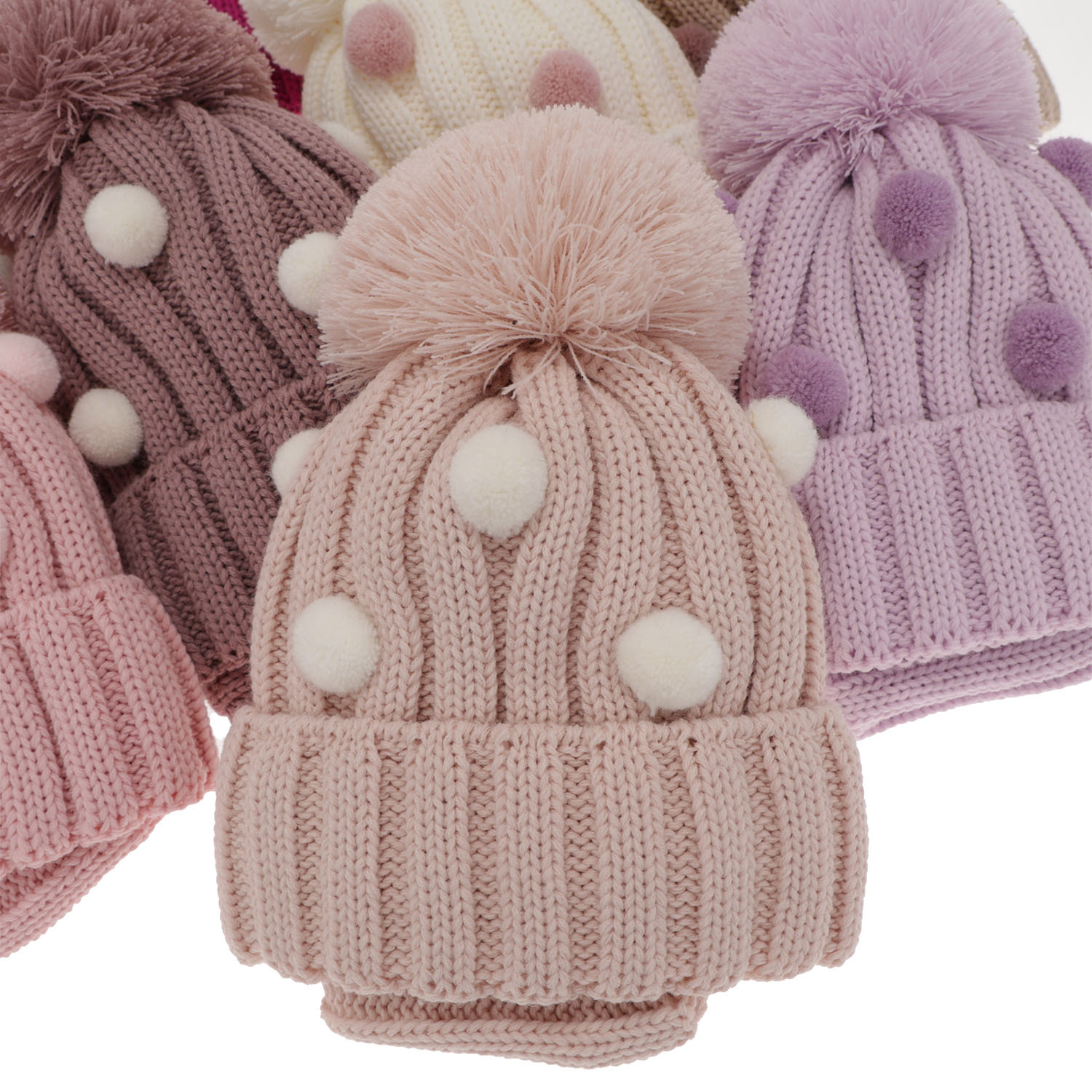 Set de iarnă pentru fete: căciulă și fular circular ecru cu pompon Hekate