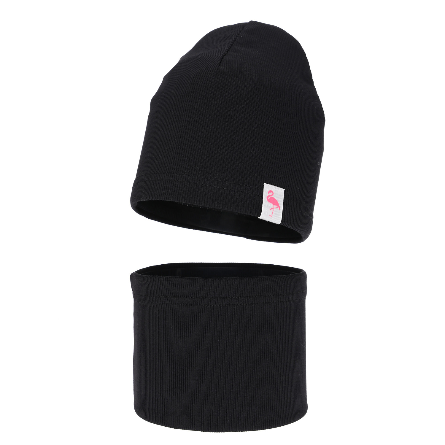 Set de primăvară-toamnă pentru fete bumbac: căciulă și fular circular, negru, Rumilla