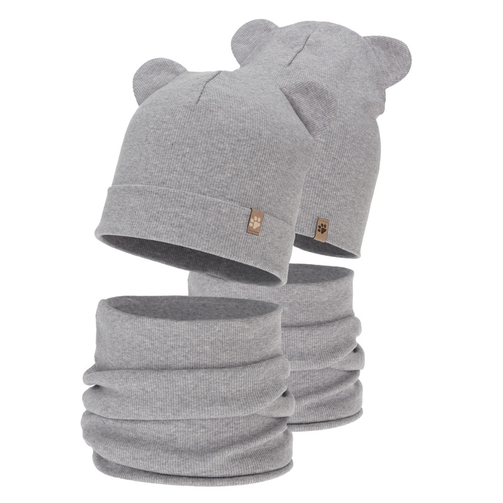 Set primăvară-toamnă pentru băieți: căciulă și fular circular, gri, Farim