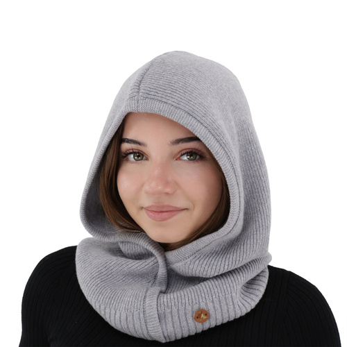 Cagulă toamnă, iarnă, pentru femei, gri, lână merino cu cașmir, Kiruna