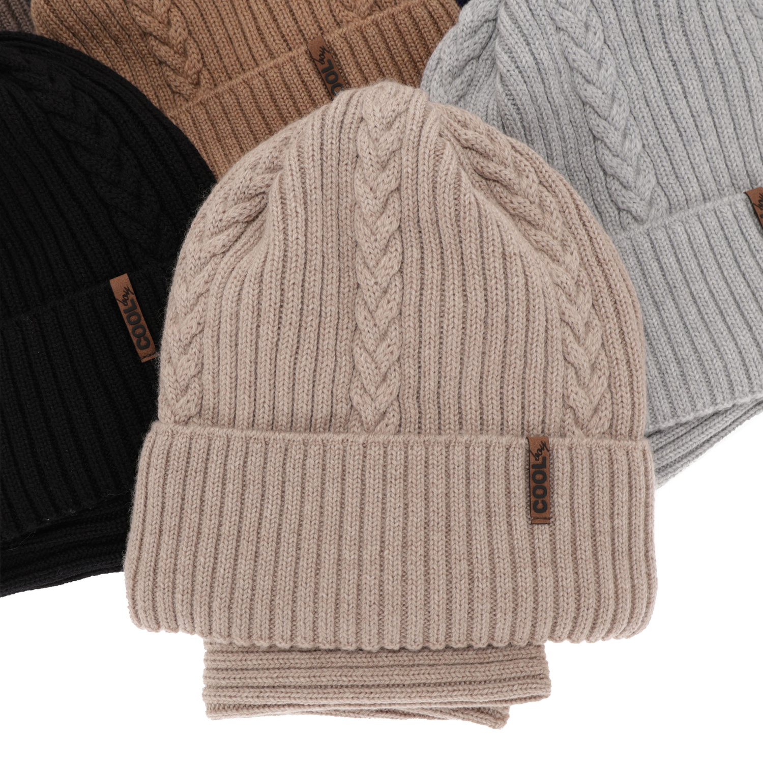 Set de iarnă pentru băieți: Căciulă și fular circular 100% lână merino extra fină gri Wilson