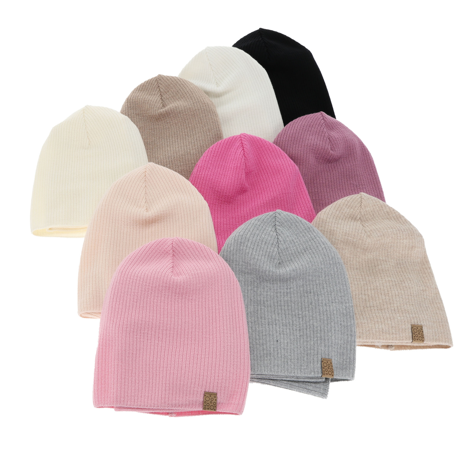 Set de primăvară-toamnă pentru fete: căciulă și fular circular negru 100% lână merino extra fină Ricona