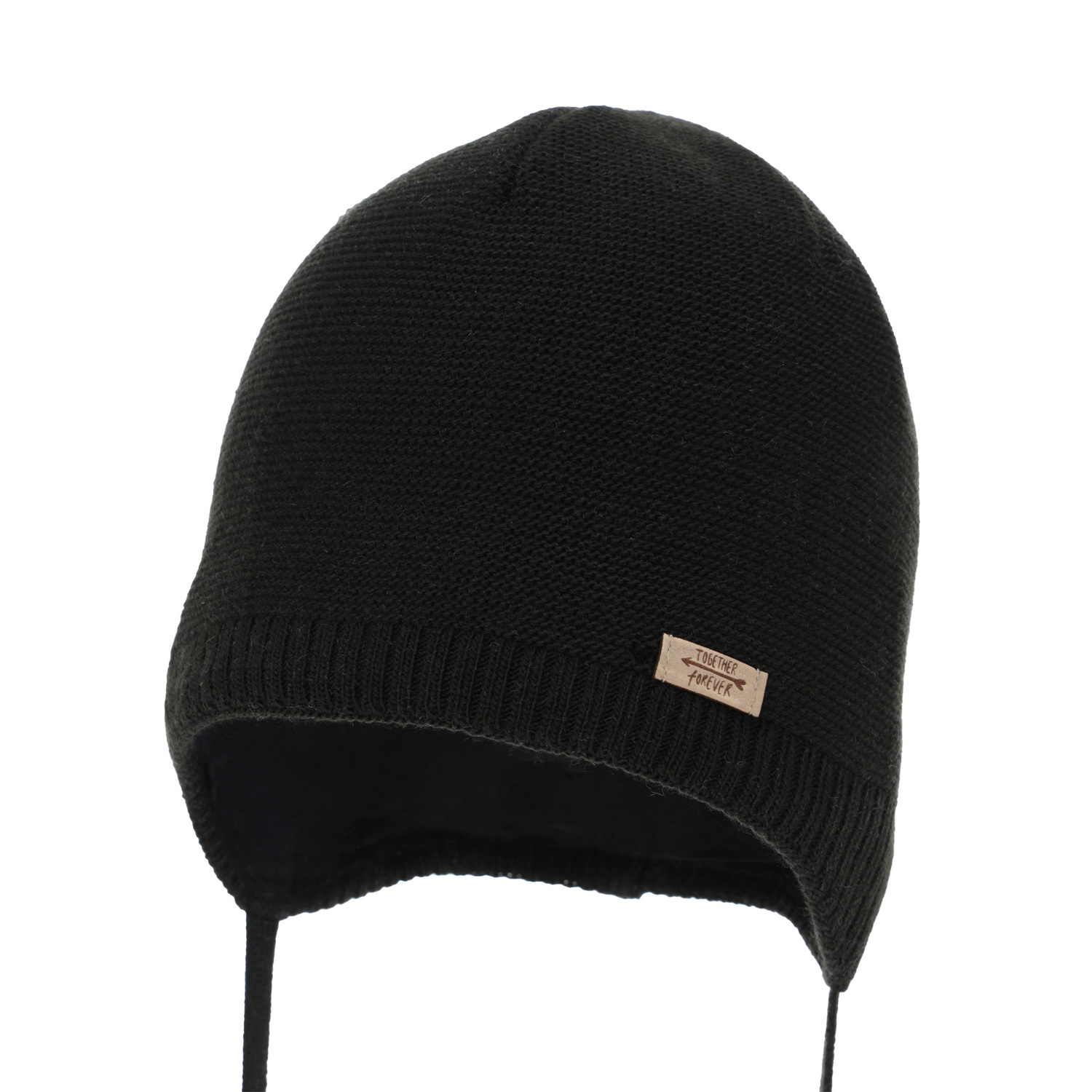 Căciulă de primăvară-toamnă pentru fete, neagră, cu urechi, Svenja