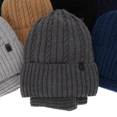Set de iarnă pentru băieți: Căciulă și fular circular din lână merino camel Kairo