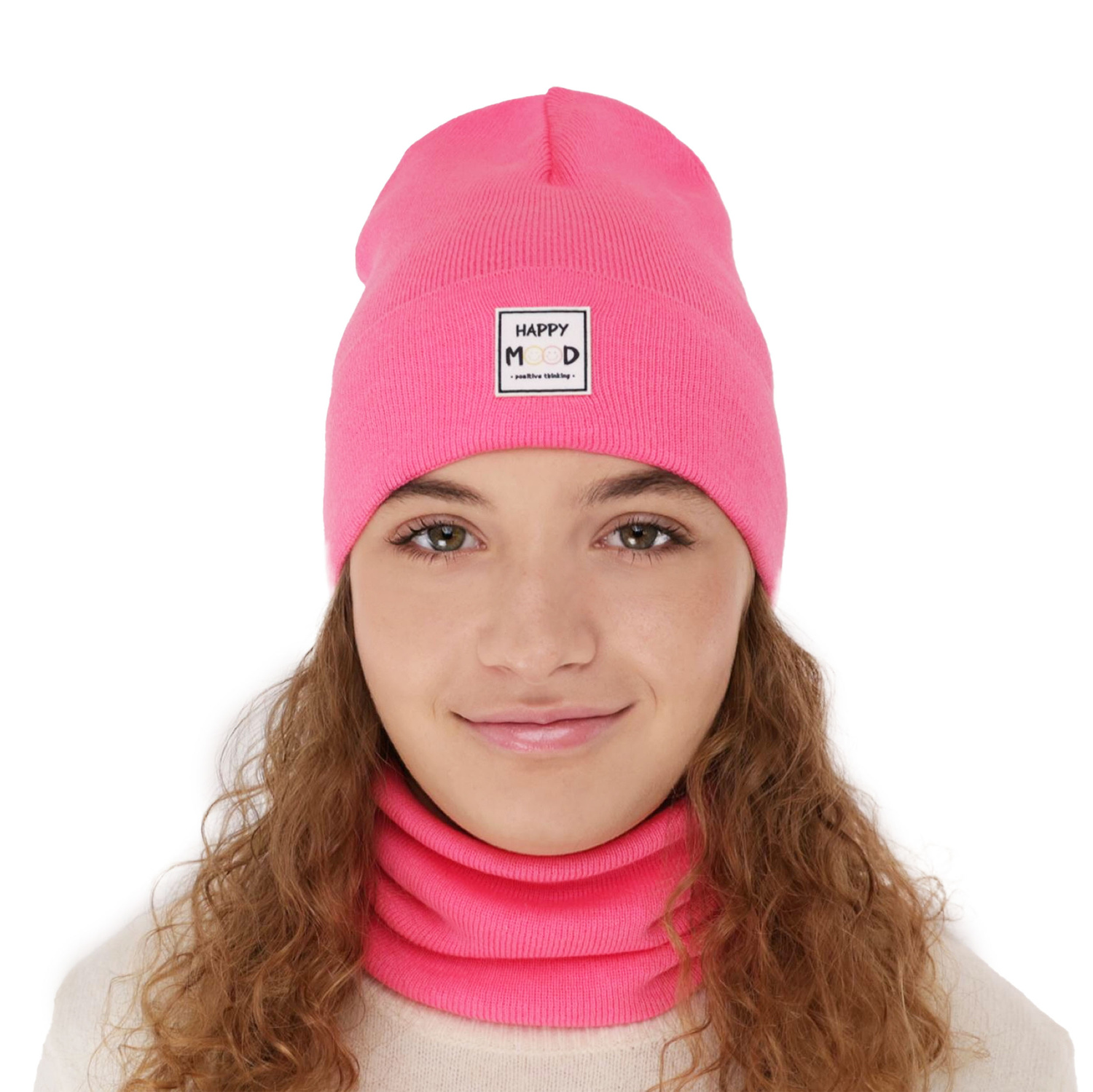 Set de primăvară-toamnă pentru fete: căciulă și fular circular, cu bumbac, violet Mersila