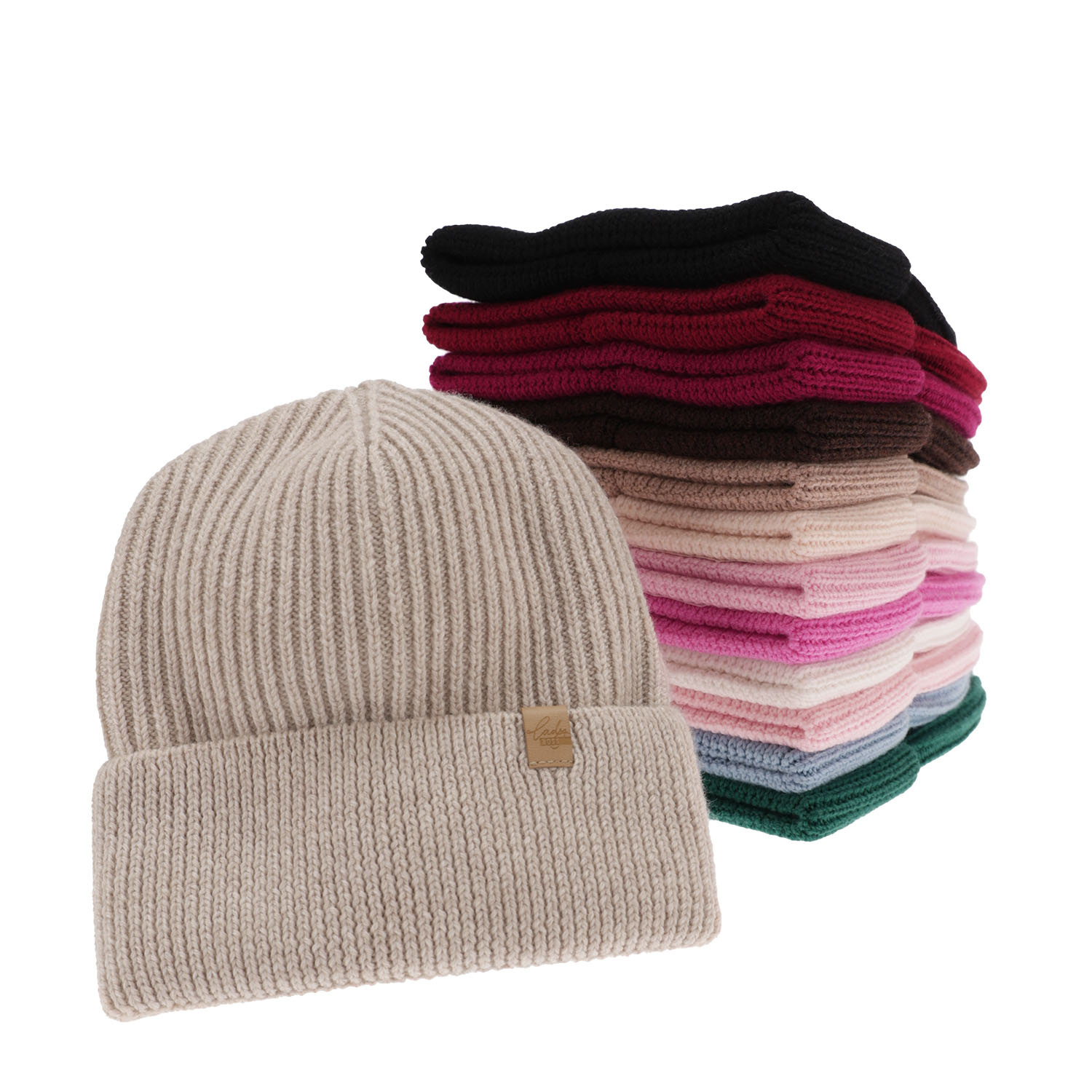 Căciulă de iarnă pentru femei bej 100% lână merino extra fină Isla