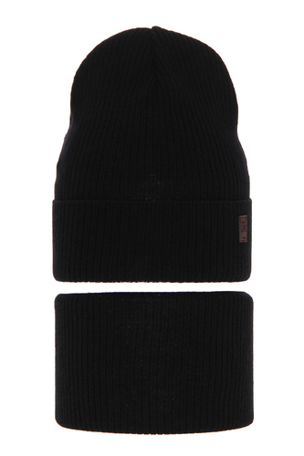 Set primăvară-toamnă pentru băieți: Căciulă și fular circular, cu bumbac, negru Dragon