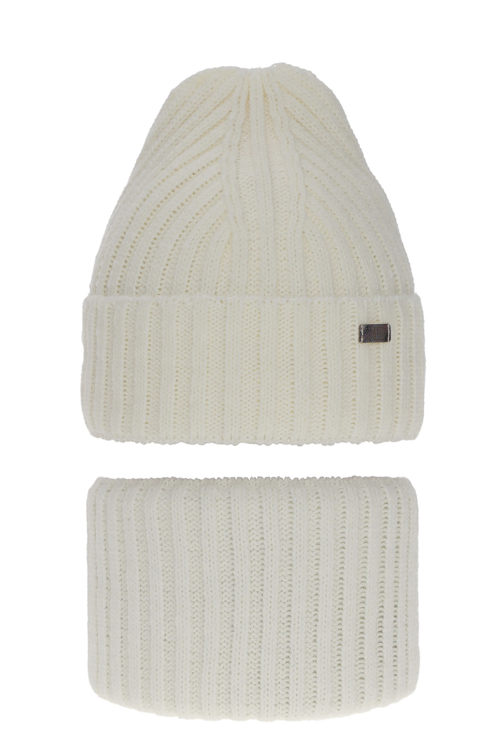 Set de iarnă pentru fete: căciulă și fular circular ecru Valentine