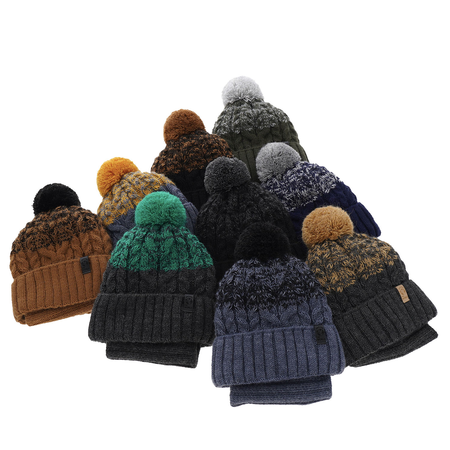 Set de iarnă pentru băieți: Căciulă și fular circular negru cu pompon Travis