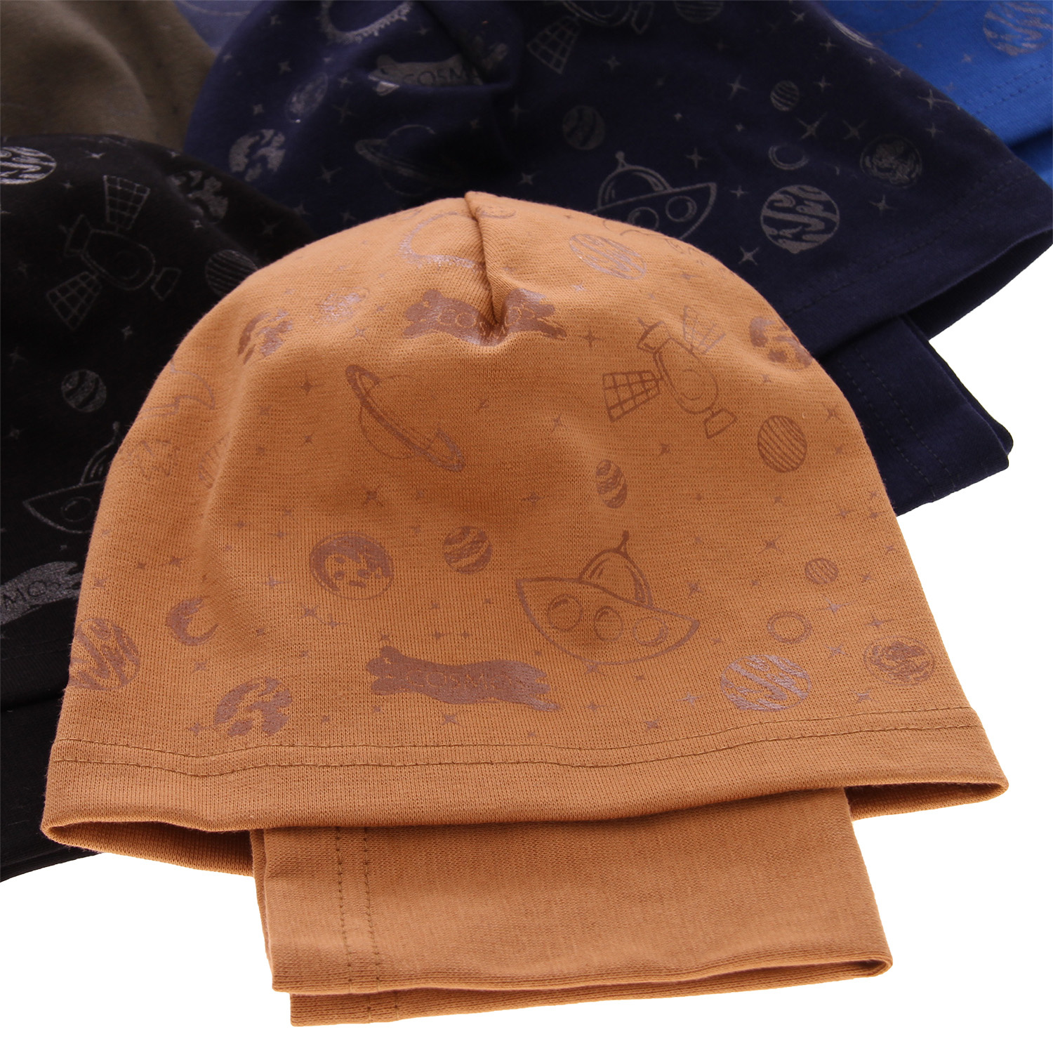 Set primăvară-toamnă pentru băieți: Căciulă și fular circular kaki Kosmos