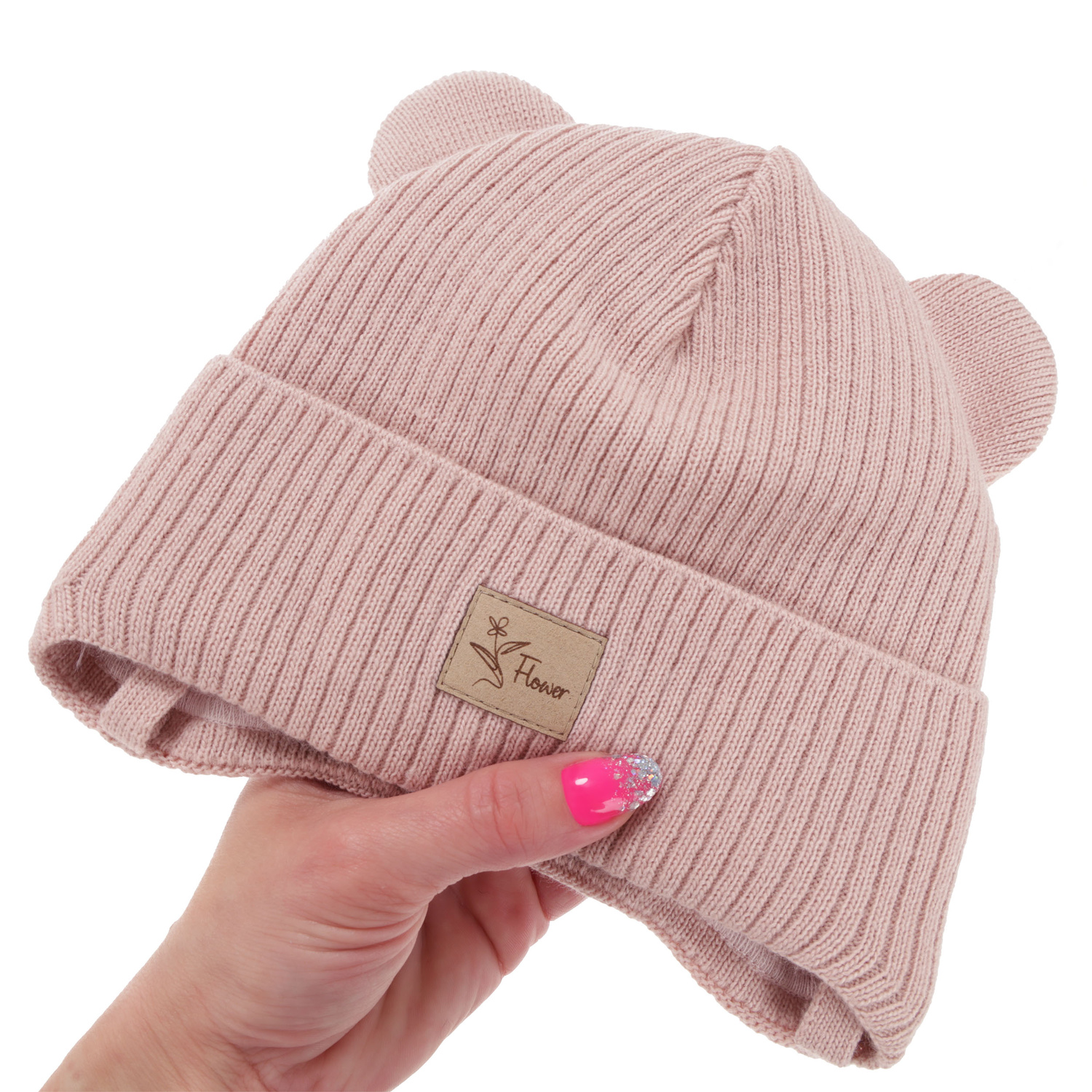 Căciulă de primăvară-toamnă pentru fete, liliova, cu urechi, Djona