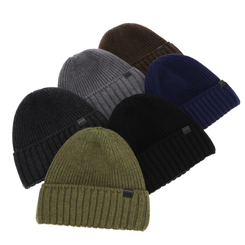 Căciulă de iarnă pentru bărbați negru 100% lână merino extra fină fără sudură Bruner