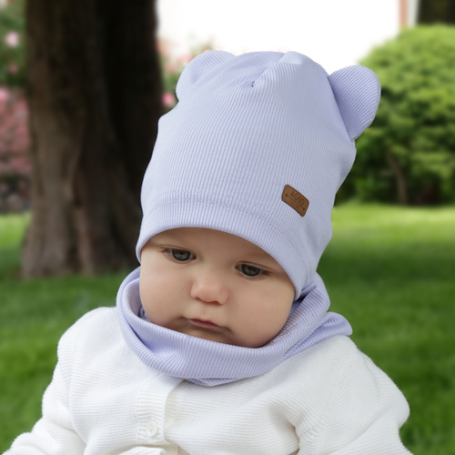 Set primăvară-toamnă pentru fete: căciulă și fular circular, din bumbac, bej Georgea