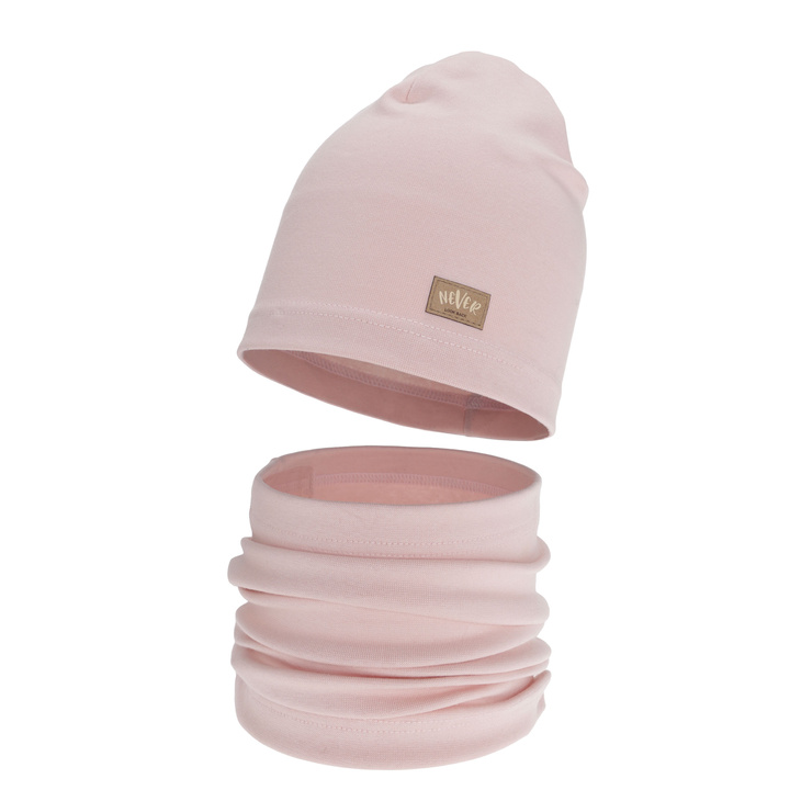 Set de primăvară-toamnă pentru fete: căciulă și fular circular, roz, bumbac, Torila