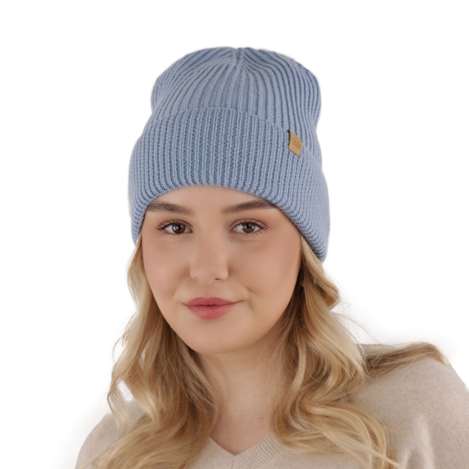 Căciulă de iarnă pentru femei bej 100% lână merino extra fină Isla