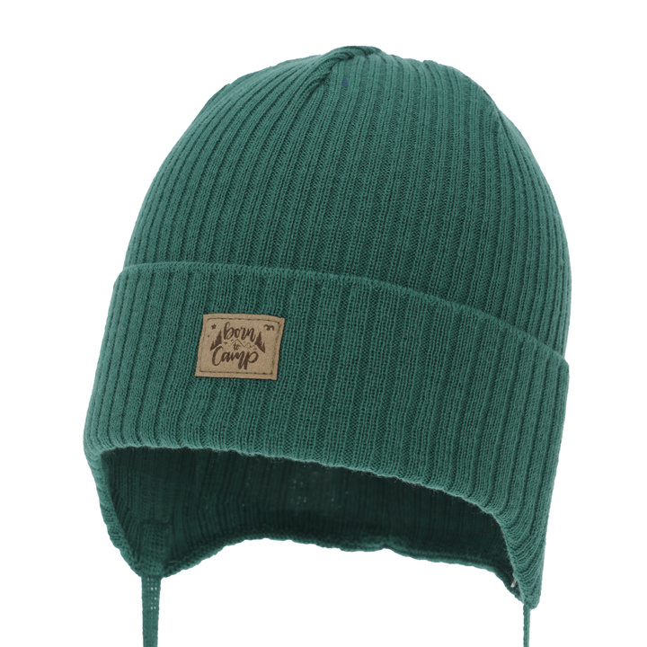 Căciulă de primăvară-toamnă pentru băieți, smarald, cu urechi, cu bumbac, Fenris