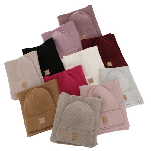 Set de primăvară- iarnă pentru femei: căciulă și eșarfă gri Nathalie