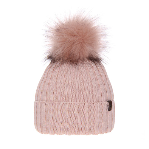 Căciulă de iarnă roz pentru femei din lână merino Texa