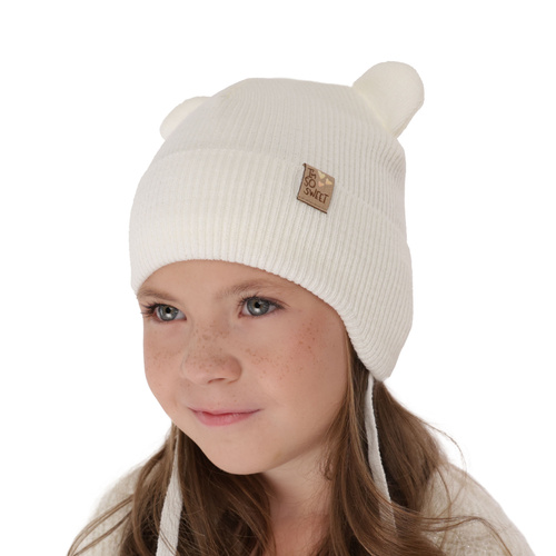 Căciulă de primăvară-toamnă pentru fete albă Noemi