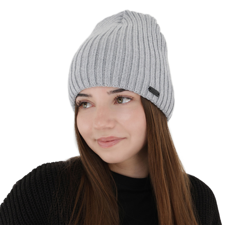 Căciulă de iarnă pentru femei, gri, cu lână merino, Soletta
