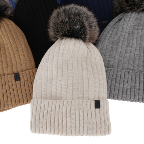 Set de iarnă pentru băieți: Căciulă și fular circular gri cu pompon Relax